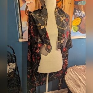 Dana Buchman gently used scarf with chain print red/black/gold